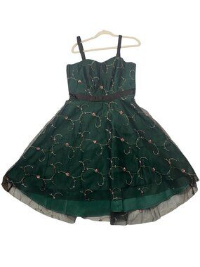 special occasion dress Floral Embroidered Dress Satin Waistband XL romantic